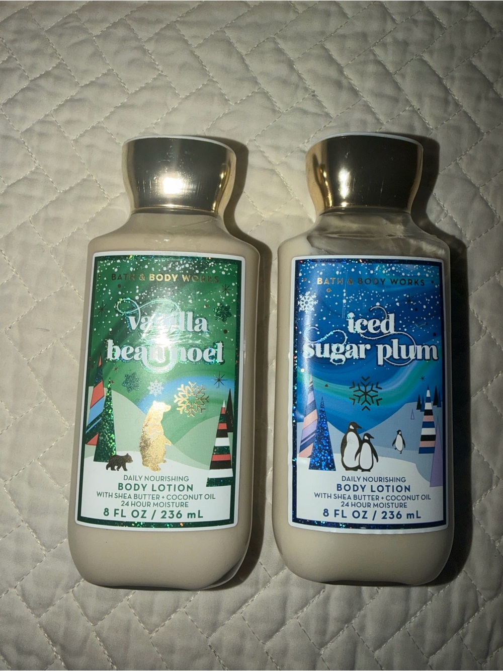 Bath & Body Works Vanilla Bean Noel & Iced Sugar Plum Body Lotion Set Sealed